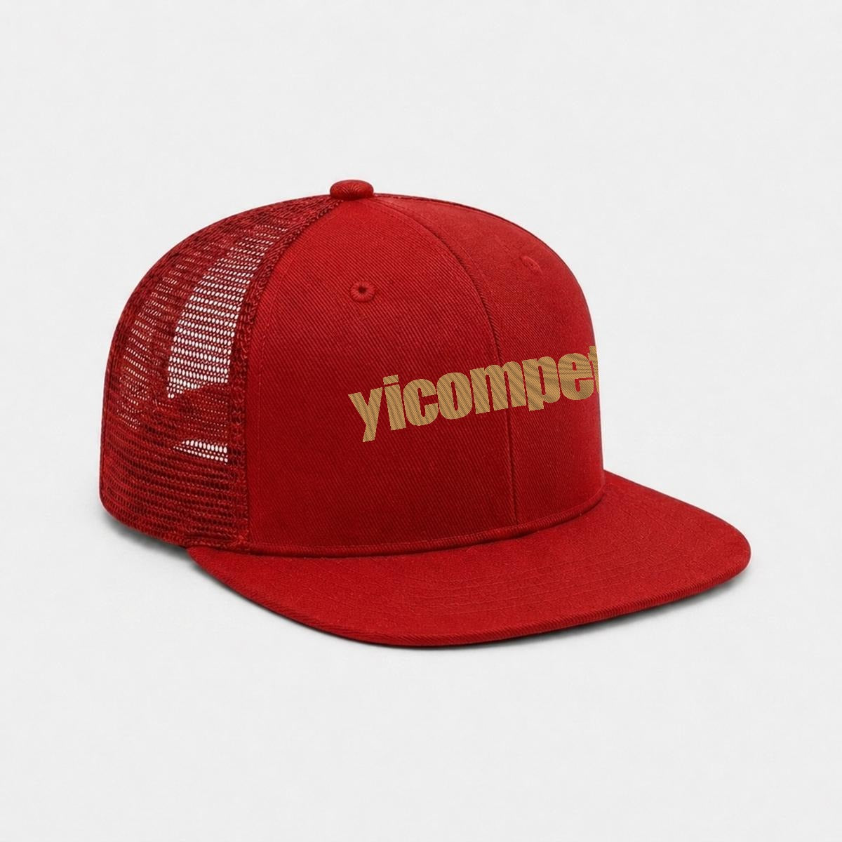 Embroidery Flat-Brim Mesh Cap