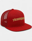 Embroidery Flat-Brim Mesh Cap