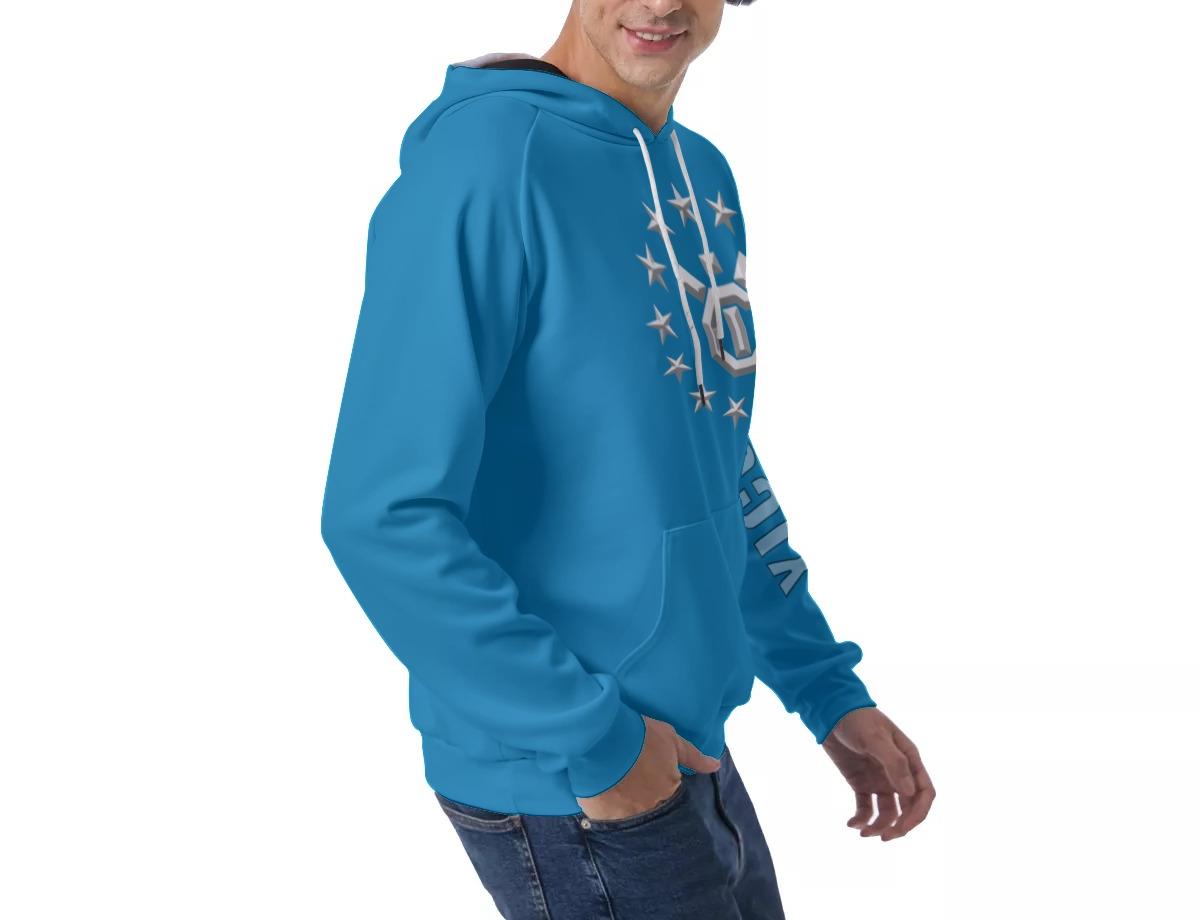 Men's Raglan Pullover Hoodie - Ibiza Blue
