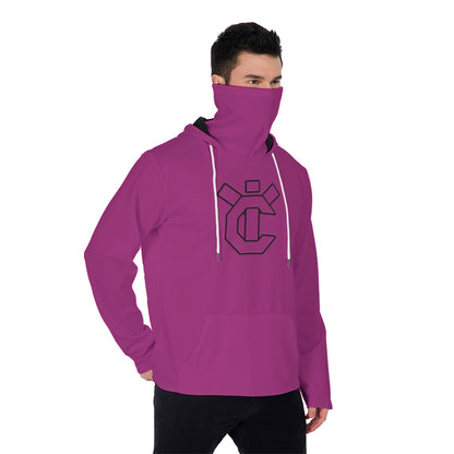YIC Men's Pullover Hoodie With Mask - Fuchsia Fedora