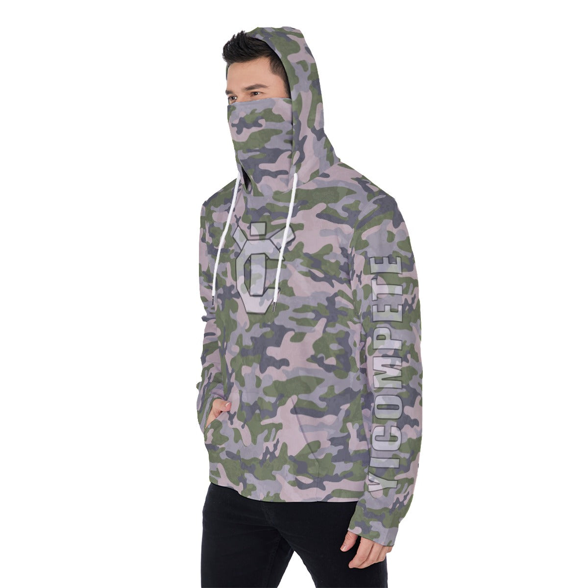 YIC Men's Pullover Hoodie With Mask - Mod Camo II