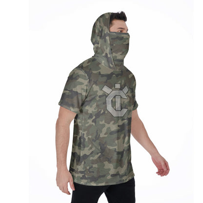 Men's Hooded T's with Built-in Mask -  Old School Camo