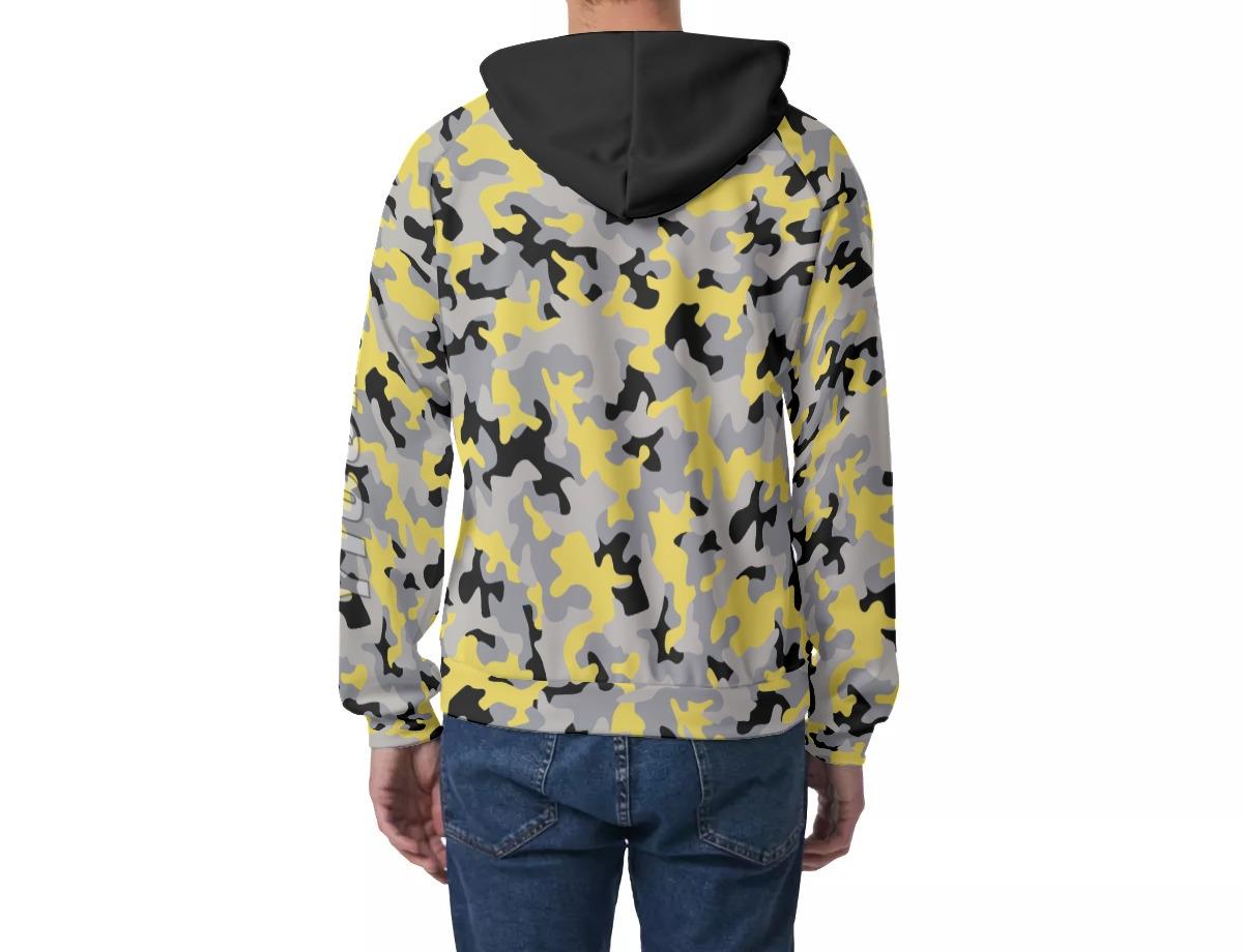 Men's Raglan Pullover Hoodie - Black/Yellow