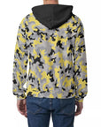 Men's Raglan Pullover Hoodie - Black/Yellow