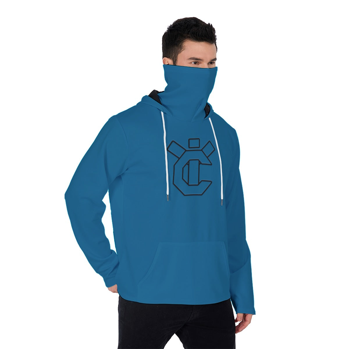 YIC Men's Pullover Hoodie With Mask - Mykonos Blue