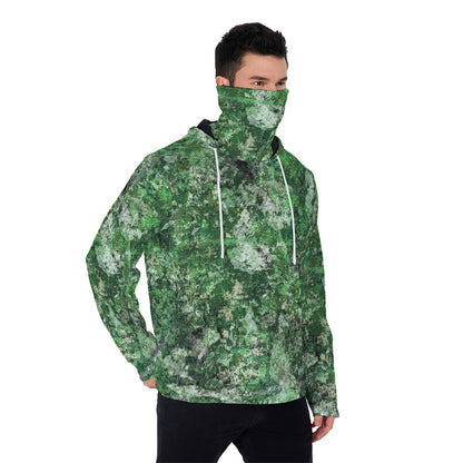 YIC Men's Pullover Hoodie With Mask - Green Country Camo