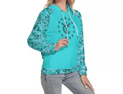 Women's Hoodie With Raglan Sleeve - Aqua Ray