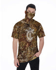 Men's Hooded T's with Built-in Mask -Forest Camo