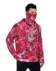 YIC Men's Pullover Hoodie With Mask - Mixed Lava Coral