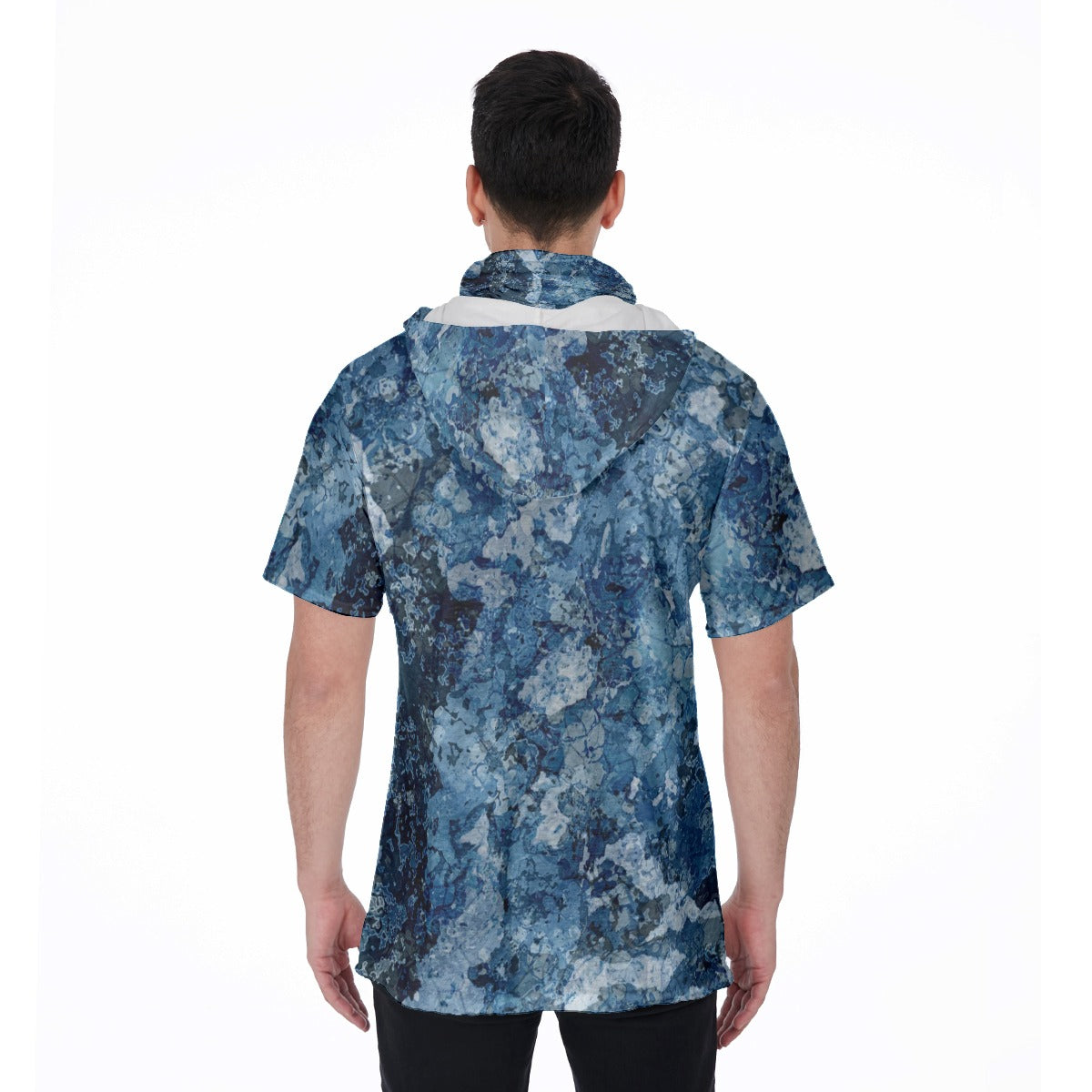 Men's Hooded T's with Built-in Mask -  The Mix Bluewater