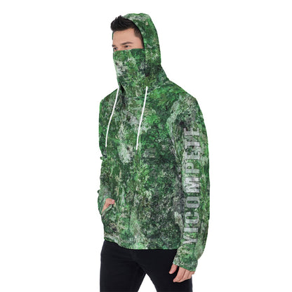 YIC Men's Pullover Hoodie With Mask - Green Country Camo