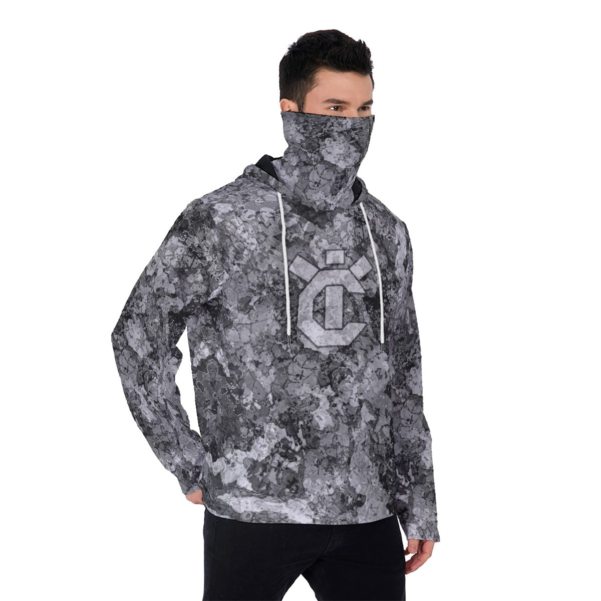 YIC Men&#39;s Pullover Hoodie With Mask - Mixed Granite